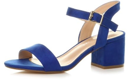 AJVANI Womens ladies mid low block heel peep toe ankle strap strappy party sandals size