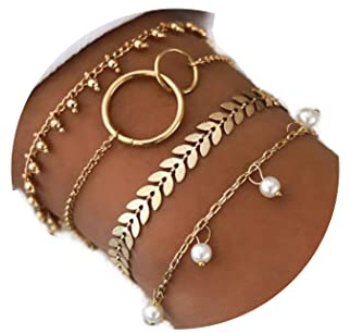 Yean – Lot de 4 bracelets à perles style bohème, doré