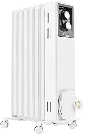 Dimplex 1.5kW Radiator ECR15, Oil Free Eco Column Heater, Freestanding Electric Heating Unit, Quiet Plug In Lightweight Portable Compact Electric Home Heater with Thermostat – White