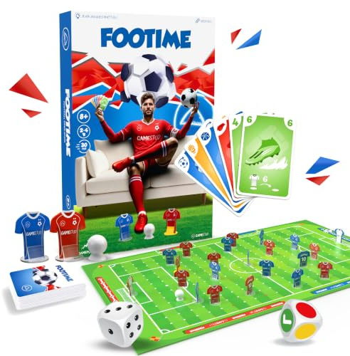 FOOTIME – Gesellschaftsspiel – Fußballspiel für Kinder, Jugendliche und Erwachsene – Schnelle und spannende Matches – 2 bis 4 Spieler – Originelles Geschenk ab 8 Jahren
