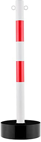 ROBUSTO Kettenpfosten STAHL, rot/w, Ø 6 cm, 100 cm, mit Fuß zum Selbstbefüllen, Art.-Nr. 609010 | Kettenpfosten | Absperrpfosten | Absperrkette
