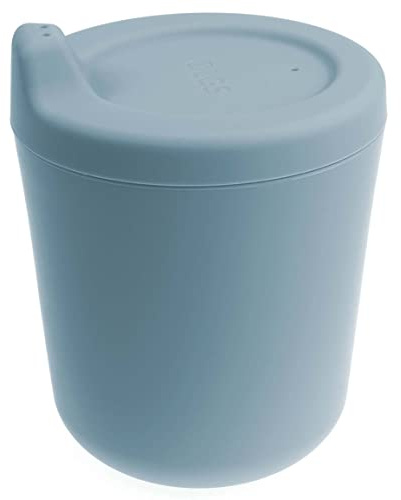 OLGS Silikon Becher Trinklernbecher für Kinder | Trinkbecher mit Deckel, Kinderbecher, Blau | Kindergeschirr, Babybecher Silikonbecher für Baby und Kleinkinder Spülmaschinenfest BPA-frei 170ml (Ether)