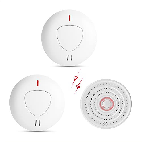 fxo Vernetzter optischer Rauch und Wärmemelder mit 10 Jahren Batterielaufzeit - x1 Hitzemelder Alarm & x2 Rauchmelder - Feueralarm System & Brandprävention Alarm