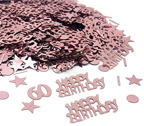 60 Birthday Confetti, 60th Rose Gold Metallic Foil Sequins Table Scatter Sprinkles for 60 Years Birthday Party Anniversary Table Party Decorations 15g A3MGSRZX (60th)