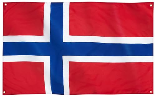 Runesol Drapeau Norvège, 91x52cm, 3ft x 5ft, 4 œillets, Drapeaux Norvégien, drapeau nordique, le drapeau norvégien, le drapeau de l'État de Norvège, drapeaux Premium, intérieur, Fête des mères
