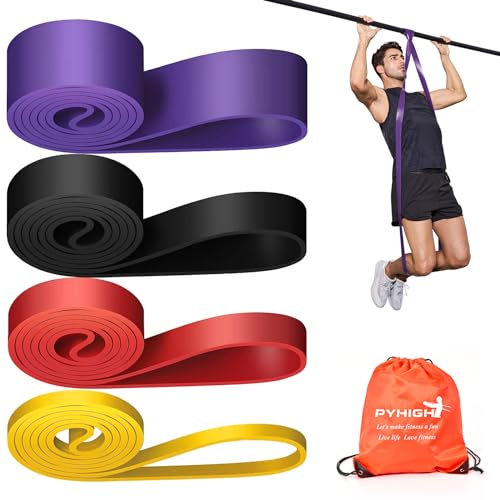 PYHIGH Pull Up Assistance Bands Set 5 LBS - 100 LBS, Long Resistance Bands for Pull Ups Working Out, Gym Workout Bands for Men Women Exercise Muscle Training and Shape Body - Carry Bag Included