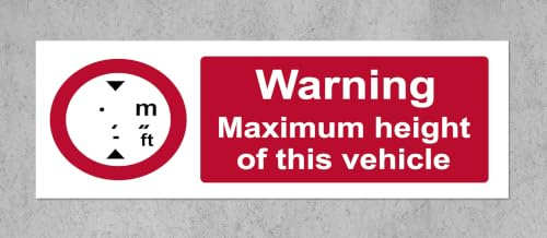 Vehicle Height Width Safety Graphic Large Vehicle Lorry Printed Decal Stickers - Self Adhesive Sticker 200mm x 75mm Case (Pack of 20)