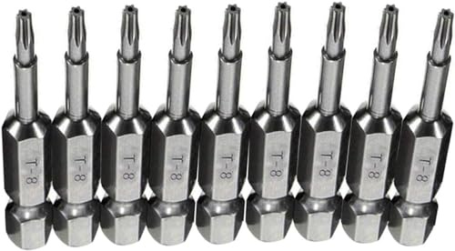 XMHF Juego de 10 piezas de 50 mm de largo, vástago hexagonal T8 Torx, cabeza magnética, juego de puntas de destornillador de seguridad a prueba de manipulaciones, estrella de 6 puntos, herramientas