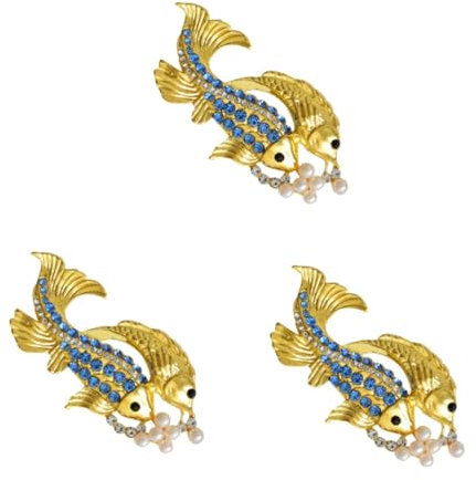 BESTYASH 3stücke Goldene Fischbrosche Mit Bunten Kristallen Zinklegierung Eleganter Anstecker Für Für Besondere Anlässe Und Täglichen Gebrauch
