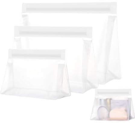 Hebterrka 3 Stück Auslaufsichere Transparente Kulturtasche - Versiegelte TSA Genehmigte Kulturtasche mit Verstärkten Nähten, Wiederverwendbar und Leicht zu Reinigen