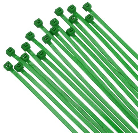 sourcing map Kabelbinder aus Nylon, 20,3 cm, selbstsichernd, strapazierfähig, mit 18 kg Zugfestigkeit, für Innen- und Außenbereich, Kabelklemmen, Kabelführung, Grün, 200 Stück