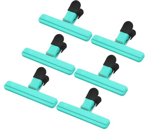 PATIKIL Clip per Sacchetto Patatine 5,91 x 3,35 Pollici, 6pz Clip di Grandi Dimensioni Clip Alimenti in Plastica con Tenuta Resistente per Cucina Casa Ufficio, Verde Scuro