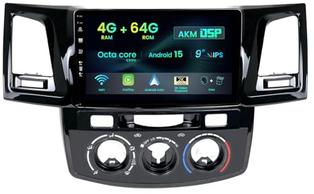 MISONDA 9 Pouces 2 Din 4G+64G Android 15 Autoradio stéréo pour Toyota Fortuner Hilux Revo ViGB 2005-2008 Radio Soutien GPS Navi| BT |Dab+| USB| Carplay| Wi-FI| 4G| RDS| DSP