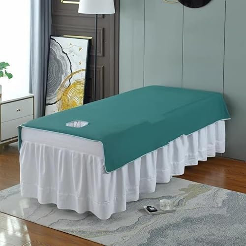 Morbido Cotone Coprimaterasso per Lettino da Massaggio con Foro per Il Viso Antiscivolo Foglio da Massaggio Lavabile Copri Lettino di Massaggio -1 Pezzo(E,80X200CM)