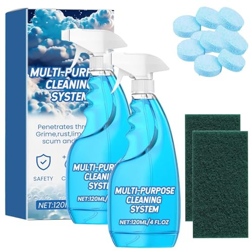 2025 Upgraded Foam Spray Tablets & Spray Bottle, All-Purpose Rinse-Free Foam Cleaning Spray, Multi-Purpose Easy Cleaning Foam Cleaner Spray for Kitchen, Countertop, Oven (2PCS)