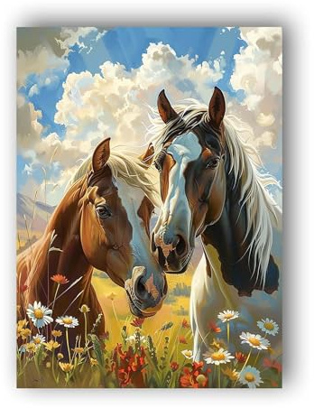 Hoobee 5D DIY Diamond Painting Pferd, Diamond Painting Bilder Tier, Diamond Painting Erwachsene, Vollbohrer Stickerei Kreuzstich Kunst Handwerk für Zuhause Wanddekoration 30x40cm-25