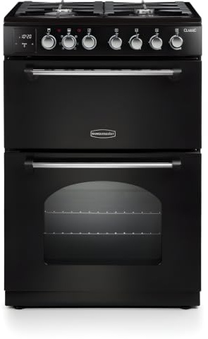 Rangemaster Classic 60 CLA60DFFBL/C 60cm Wide Double Oven Dual Fuel Cooker - Black/Chrome - A/A Rated