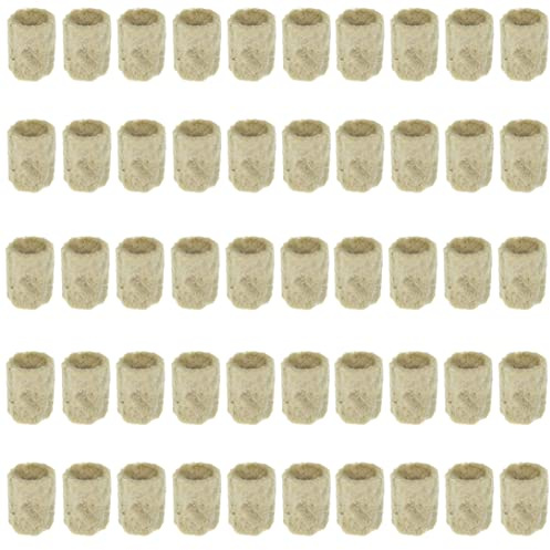 50PCS Rockwool Cube Hydroponic Propagation Block, Cylindrical Seedling Starter Plugs for Greenhouses, Vegetables, and Soilless Gardening Systems