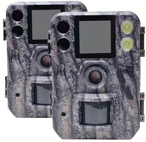 Bolyguard Caméra de surveillance pour chasse 37 MP 2,7 K HD, 940 NM sans flash LED, double pack avec cartes SD de 32 Go, couleur marron