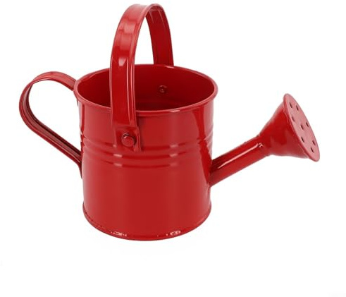 Entgoinggo Annaffiatoio decorativo da giardino, in metallo, per irrigazione a bocca lunga, per interni ed esterni, 500 ml (rosso)