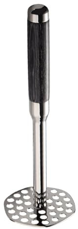 Schiacciapatate resistente in acciaio inox con manico lungo in legno, utensile da cucina per patate, avocado, fagioli e verdure