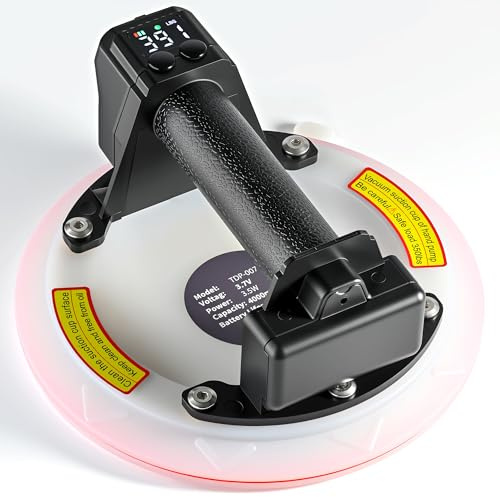 Ventose elettriche a vuoto da 20,3 cm, ventose in vetro resistenti per superfici lisce e ruvide, sollevatore per piastrelle con porta di ricarica di tipo C, ventosa per piastrelle, carico oltre 200 kg