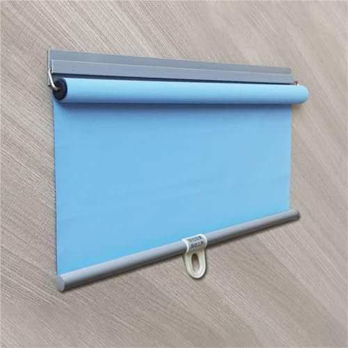 Springrollo Mittelzugrollo ohne Bohren Selbstklebendes Sonnenschutz Rollo Thermorollo Sonnenschutzrollo Für Balkon Wohnzimmer Küche Büro Türen Fenster Kabellos Thermofolie(Blue,136W x 200H cm)