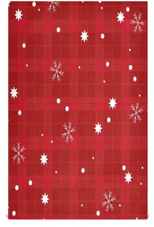 Schnell Trocknend Waschlappen Weihnachten Karierte Schneeflocken rot Gästetücher Strapazierfähig Badetücher für Strand Yoga Hotel 40X70cm