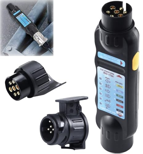 Tester per rimorchio a 7 pin: connettore con connettore da 13 a 7 poli e adattatore da 7 a 13 poli, presa rimorchio, dispositivo di prova per illuminazione del rimorchio da 12 V per la risoluzione dei