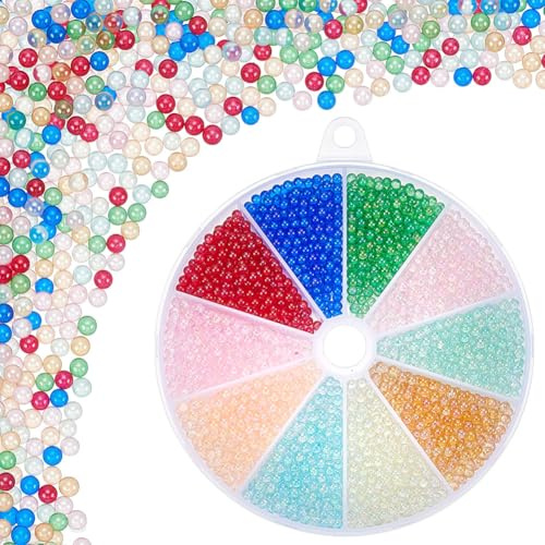 PH PandaHall 130g Resin Bubble Beads 3.5mm Water Droplet Bead Fillers 10 Colors Glass Bubble Beads Colorful No Hole Mini Round Bead for Nail Art Crafts DIY Resin Molds Fillers Jewellery Making
