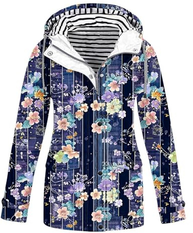 Vêtements Femme Automne Hiver Randonnée Matelassé Impermeable Pluie Poncho Veste Sport Femme D'Intérieur Court Vestes Cape Poncho Polaire Couverture Imperméable Marine XL