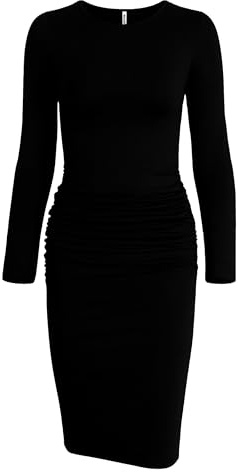 Missufe Vestido de mujer, casual, ajustado, hasta la rodilla, bodycon, M