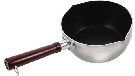 FUNNETOYU Nonstick Japanese Milk Pan with Wooden Handle Compact Saucepan for Cooking Noodles Soup and Milk Thickened Multipurpose Pot for Kitchen Use Easy to Clean and Sturdy Design