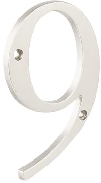 HASWARE 4-Zoll-Hausnummern aus Metall - gebürstetes Zinklegierung-Türschild in Silber mit schwebendem Design rostbeständig pulverbeschichtet einfache Montage 0-9 (Nummer 9)