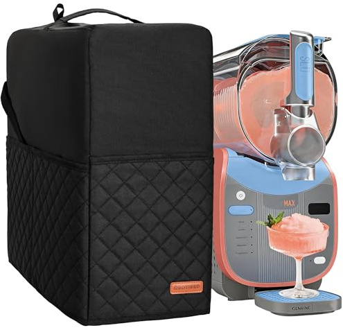 CROTIRAD Slushie Machine Cover for Ninja SLUSHi Max XXL FS605 Drink Maker | Quilted Cover with 4 Storage Pockets, Water-Resistant Nylon, Padded Lining, Top Handle, Hanging Loop and Elastic Strap, Black