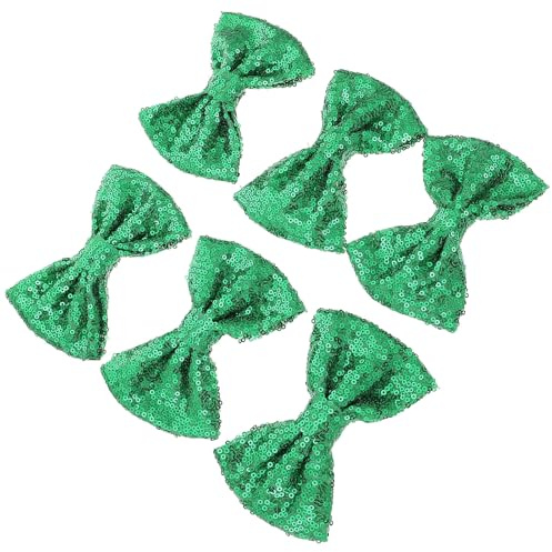 Adorno de Pinza Cabello Lazo Verde, 6 Piezas DIY | Lentejuelas Tela, Acabado Fino y Elegante, para Manualidades Costura Creativa