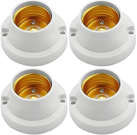 4Pcs E27 Lamp Holder, Ceiling Rose Light Fitting, E27 Socket Light Bulb Holder, White Screw Bulb Holder with Ceramic & Flame Retardant Base for Ceiling Pendant, White