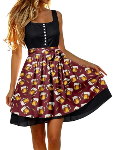 Generiskt Dirndl-förkläde dam oktoberfest midi traditionell jacquard förkläde Dirndl lätt kostymförkläde traditionell perfekt för dräkter festligheter för ölfester