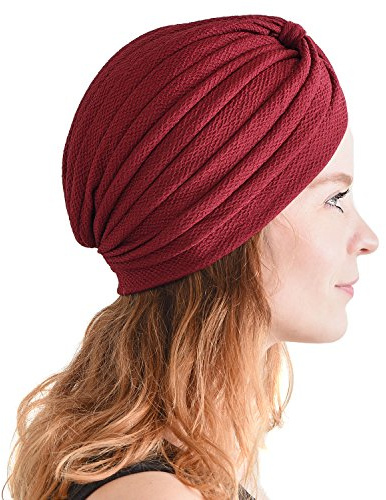 CHARM Turbantes para Mujer & Turbante Hombre, Borgoña