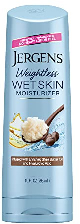 Jergens Wet Skin Body Moisturizer with Shea Butter Oil, Pure Shea Butter In Shower Bod Lotion, Moisturizer for Dry Skin, Fast-Absorbing, Non-Sticky, Dermatologist Tested, 10 Oz