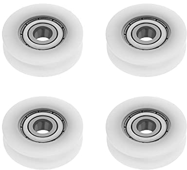 MroMax Nylon-Kunststoff-Riemenscheibe, U-Form, Rillenrad, 5 x 24 x 7 mm, Führungslager, Riemenscheibe, Schiene, Kugelrad, weiß, 4 Stück