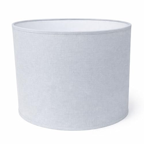 Zylinder Lampenschirm Baumwolle Stoff handgefertigt für Deckenleuchte, Tischleuchte, Stehlampe (Grau, 25 cm Durchmesser 20 cm Höhe)