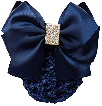 JIHUOO Schleifen Haarnetz Dutt Haarklammer Haarspange Bun Abdeckung Haarclip Haarschmuck für Damen Blau