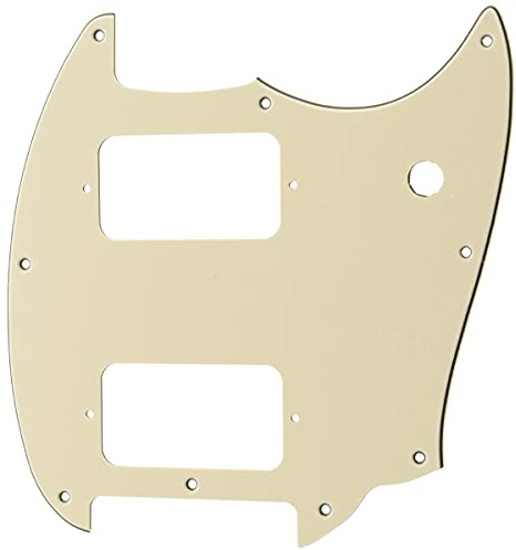 Musiclily Pro 9 Löcher HH Gitarre Schlagbrett Pickguard 3-lagig Creme | Runde Ecke, für Squier Bullet Series Mustang E-Gitarre