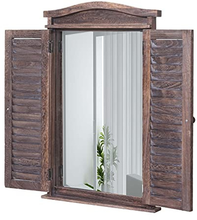 Mendler Wandspiegel mit Fensterläden 71x46x5cm - Shabby braun | Badspiegel, Badezimmer, Spiegelfenster