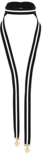 Gualiy Kragen Halskette Einstellbar Tuch Halsband Schwarzweiss Streifen Herz Form Maskenspiel Kropfband Klassische Damenkette Gold Schwarz Weiß, 141CM
