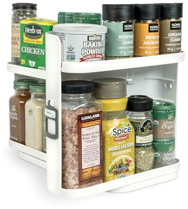 Cabinet Caddy SNAP! Spice Rack Organizer for Cabinet - Slide & Rotate Seasoning Organizer - 4 Snap-In Adjustable Shelves for 5 Tier of Storage - Magnetic Modular Design - 8.9”H x 6.1”W x 10.8”D