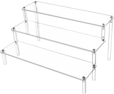 QWORK® 3-Stufig Acryl Display Ständer aus 4 mm Starker Acrylplatte - 30x21x15cm - Transparente Acryl Display Riser Regal für Figuren, Schmuck, Cupcake, Lippenstift, Nagellack, Gewürz