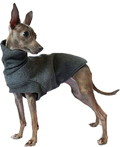 Fleece Hundemantel mit Beinen, Warmer Dicker Hundepullover für Italienische Windhunde, Whippet, Lurcher, Deutsche Dogge, Pharaoh Hound, Bedlington Terrier (Farbe : Grau, Größe : M)