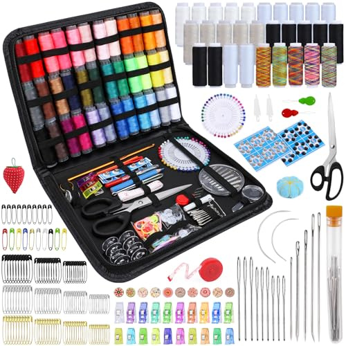 551 Pezzi Kit di Cucitura Kit Completo di Ago e Filo di Base Accessori da Cucito con Pulsante di Filo da Cucire Per La Casa, Viaggio, Uso Emergenza